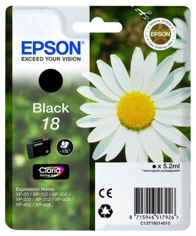 Epson Claria 18 Black Ink Cartridge (C13T18014010) Epson Claria 18 Black Ink Cartridge (C13T18014010)